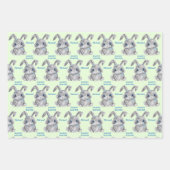 Happy Oaster Boys Bunny Rabbit blau und grün Geschenkpapier Set (Vorderseite 3)