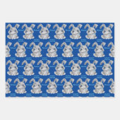 Happy Oaster Boys Bunny Rabbit blau und grün Geschenkpapier Set (Vorderseite 2)