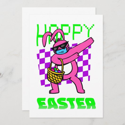 Happy Oaster Brille Retro Vaporwave Einladung (Vorne/Hinten)