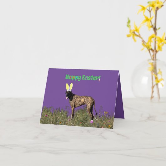 Happy Oaster Brindle Great Dane Karte (Gelbe Blume)