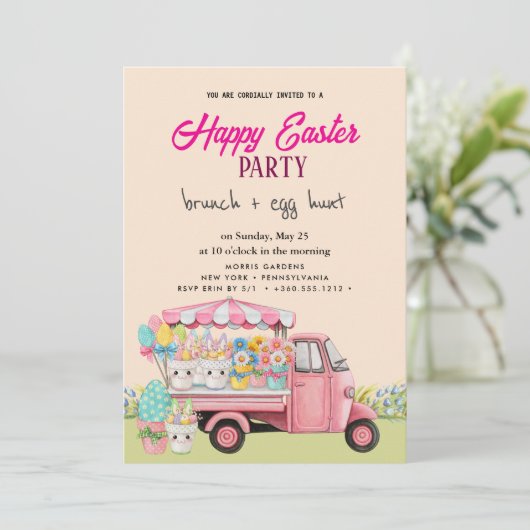 Happy Oaster Brunch and Egg Hunt Einladung (Stehend Vorderseite)