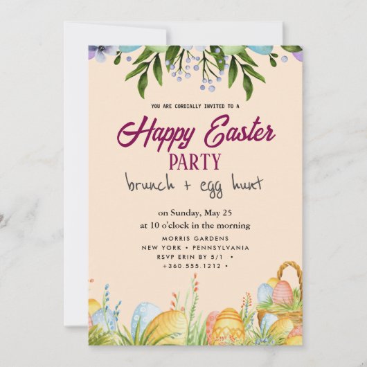 Happy Oaster Brunch and Egg Hunt Einladung (Vorderseite)