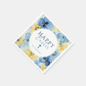 Happy Oaster Brunch Blumenkreuz Religious Blue Serviette (Ecke)