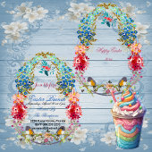 Happy Oaster Brunch dekorative Eier Vögel Blüte Einladung