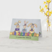 Happy Oaster Bunnies & Eggs Persönlicher Name Karte (Gelbe Blume)