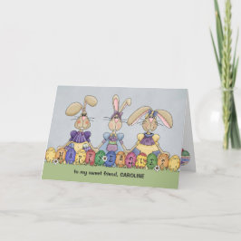 Happy Oaster Bunnies & Eggs Persönlicher Name Karte