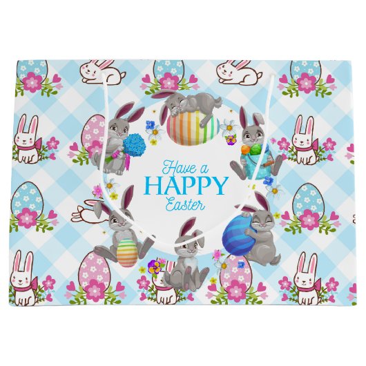 Happy Oaster Bunnies Große Geschenktüte (Vorderseite)