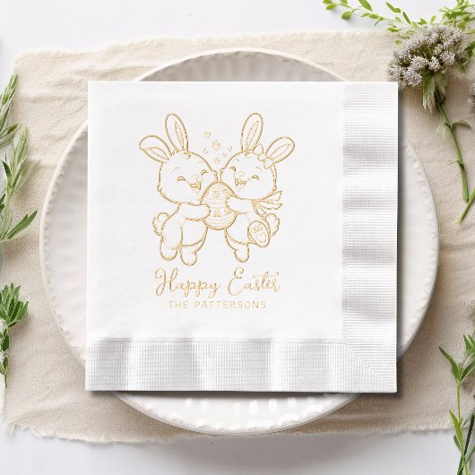 Happy Oaster Bunnies Kaninchen Personalisierter Na Servietten Mit Folie