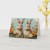 Happy Oaster Bunnies Karte (Gelbe Blume)