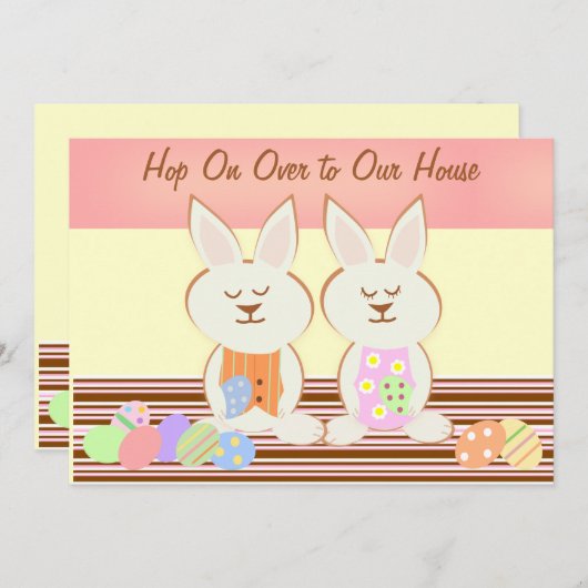Happy Oaster Bunnies Luncheon Einladung (Vorne/Hinten)