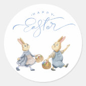 Happy Oaster Bunnies mit Eierkörben Runder Aufkleber (Vorderseite)