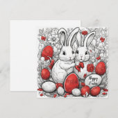Happy Oaster bunnies mit Eiern Feiertagskarte (Vorne/Hinten)