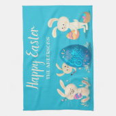 Happy Oaster Bunnies und Ostereier Personalisiert Geschirrtuch (Vertikal)