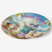 Happy Oaster Bunny am Strand Pappteller (Schrägansicht)