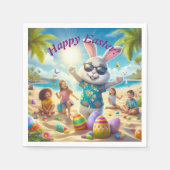 Happy Oaster Bunny am Strand Serviette (Vorderseite)