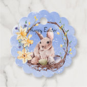 Happy Oaster Bunny and Basket of Eggs Geschenkanhänger (Vorderseite)