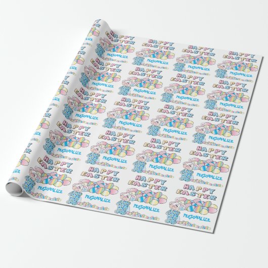 Happy Oaster Bunny and Eggs - Geschenkpapier (Ungerollt)