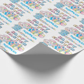 Happy Oaster Bunny and Eggs - Geschenkpapier (Ecke)