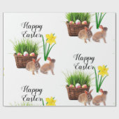 Happy Oaster Bunny and Holiday Basket Geschenkpapier (Flach)