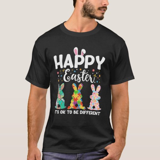 Happy Oaster Bunny Autismus Bewusstsein seiner Ok  T-Shirt (Vorderseite)