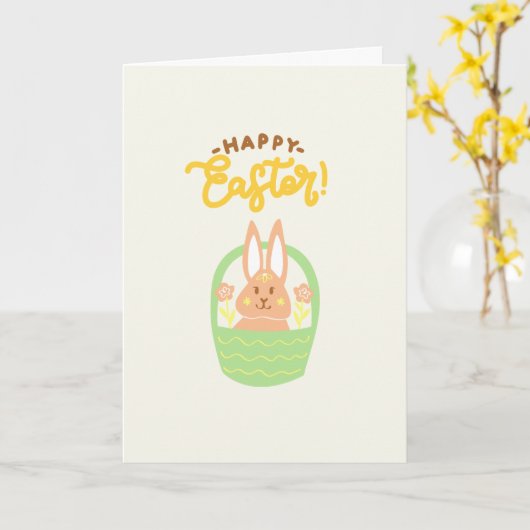 Happy Oaster Bunny Basket Karte (Gelbe Blume)