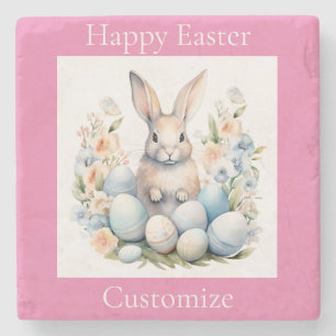 Happy Oaster Bunny Basket Thunder_Cove Steinuntersetzer