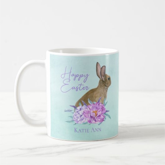 Happy Oaster Bunny Beautiful Pastel Floral Custom Kaffeetasse (Links)