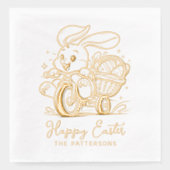 Happy Oaster Bunny Bicycle Eggs Personalisiert Nam Servietten Mit Folie (Vorderseite)