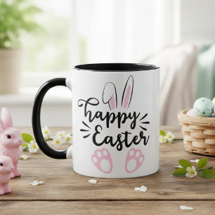 Happy Oaster Bunny Black and Pink Oaster Tasse