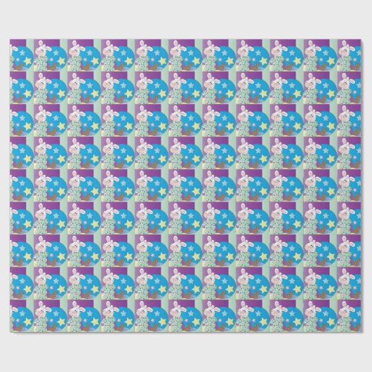 Happy Oaster Bunny - Blau Geschenkpapier (Flach)