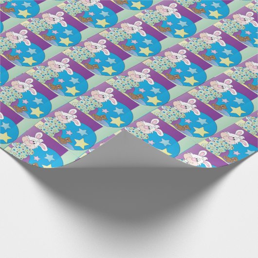 Happy Oaster Bunny - Blau Geschenkpapier (Ecke)