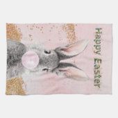 Happy Oaster Bunny blies Pink Bubble Gum Geschirrtuch (Horizontal)