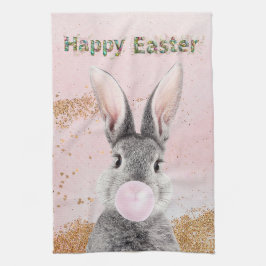 Happy Oaster Bunny blies Pink Bubble Gum Geschirrtuch