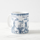 Happy Oaster Bunny Blue White Rabbit Muster Delft Kaffeetasse (Vorderseite Links)
