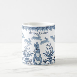 Happy Oaster Bunny Blue White Rabbit Muster Delft Kaffeetasse