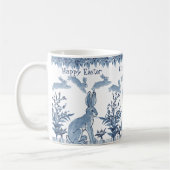 Happy Oaster Bunny Blue White Rabbit Muster Delft Kaffeetasse (Links)