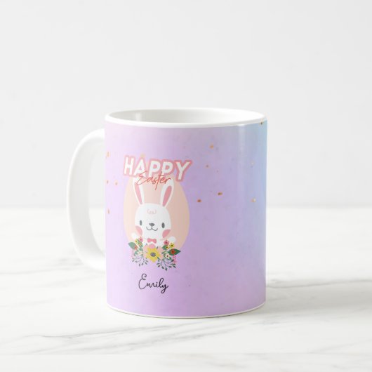 Happy Oaster Bunny Blume Name Kaffeetasse (Vorderseite Links)