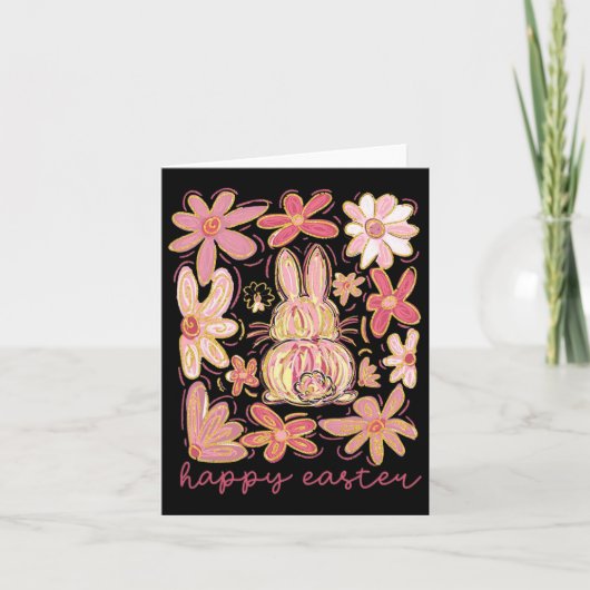 Happy Oaster Bunny Boho Ostercoquette Button Karte (Vorderseite)