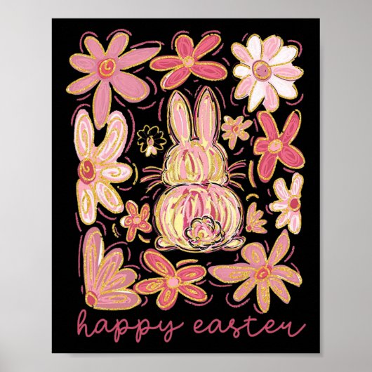 Happy Oaster Bunny Boho Ostercoquette Button Poster (Vorne)