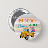 Happy Oaster Bunny Car Personalisiert Name Kinder Button (Vorne & Hinten)