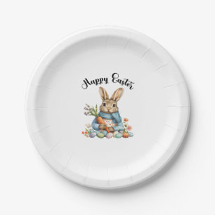Happy Oaster Bunny Carrot Ostereier Osterrabi Pappteller