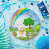 Happy Oaster Bunny Cfarbred Eggs Niedlich Pappteller (Party)