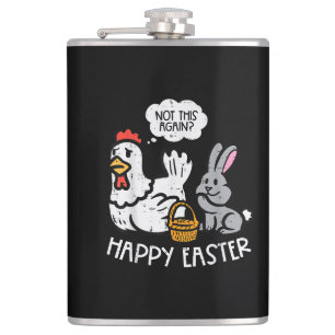 Happy Oaster Bunny Chicken Nicht wieder Funny Men Flachmann
