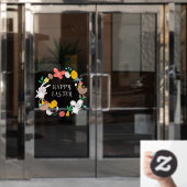 Happy Oaster Bunny Chicken Spring Elements Fensteraufkleber (Büro Tür)