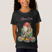 Happy Oaster Bunny Chicks Wasserfarbe Blumenstrauß T-Shirt (Vorderseite)