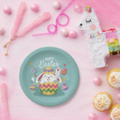 Happy Oaster Bunny & Colorful Eggs Pappteller (Party)