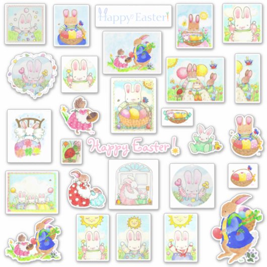 Happy Oaster Bunny Custom Cut Vinyl Stickers Aufkleber (Vorderseite)