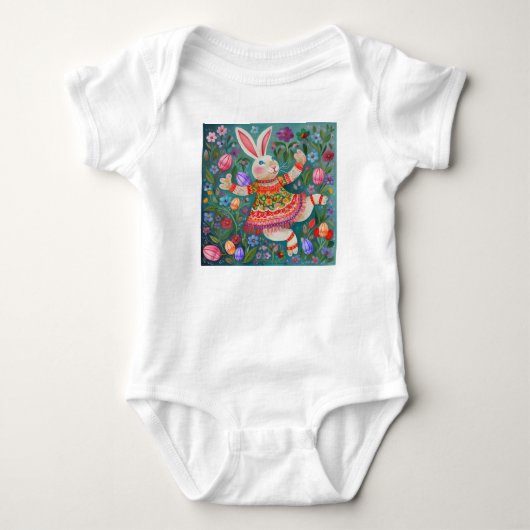 Happy Oaster Bunny Dance Baby Strampler (Vorderseite)