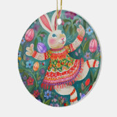 Happy Oaster Bunny Dance Keramik Ornament (Links)