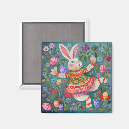 Happy Oaster Bunny Dance Magnet (Vorderseite/Rückseite)